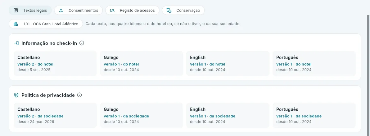 Os textos legais do hotel 101.