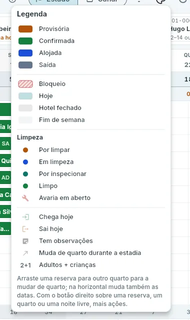 A legenda (botão da paleta).