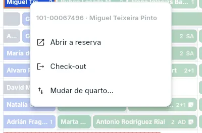 O menu de uma barra que sai hoje (botão direito).