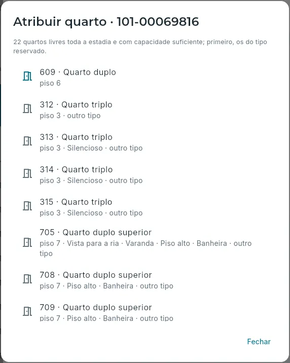 Atribuir quarto a uma reserva que chega hoje: só aparecem os livres durante toda a estadia.