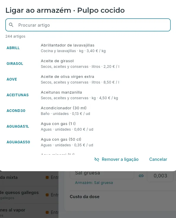 A pesquisa dos artigos do armazém.